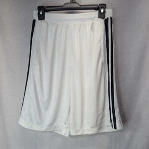 White Athletic Shorts with Black Stripes - Men's